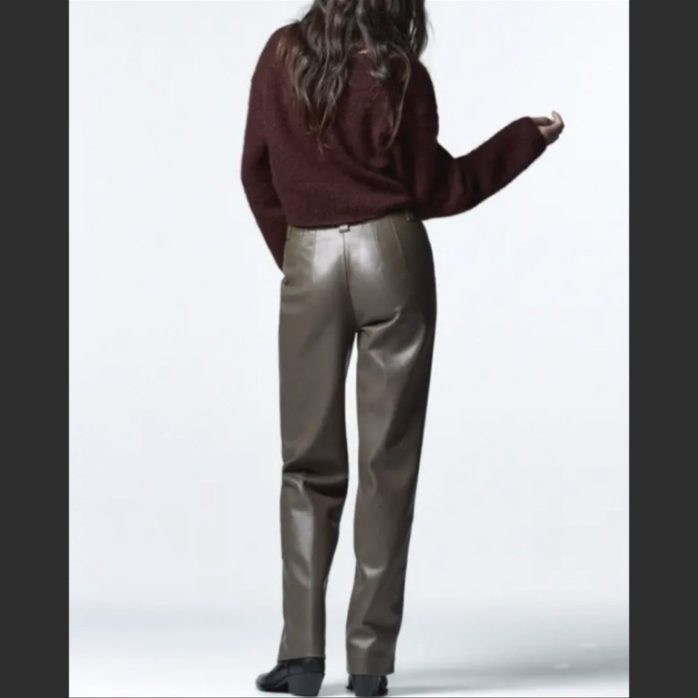 NWT ZARA Full Length Faux Leather Francoise Pants - Picture 3 of 4